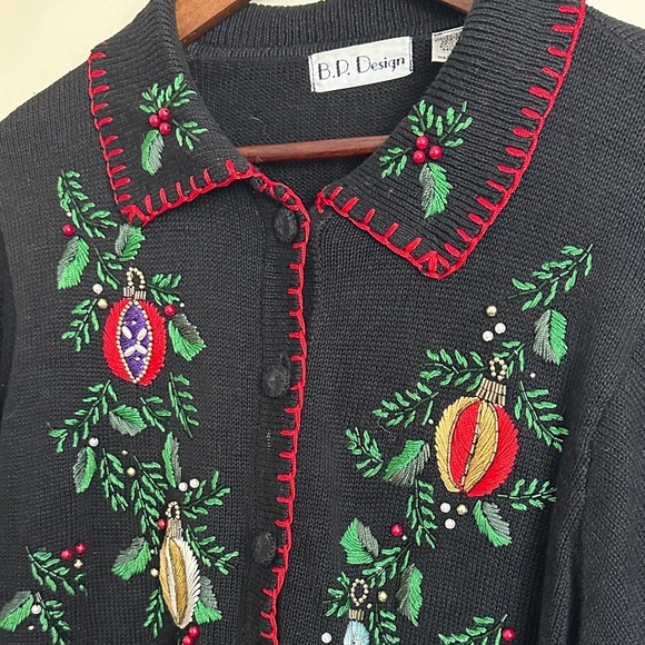 BP Design Vintage Black Knit Christmas Nutcracker Ornament Cardigan - Picture 3 of 8